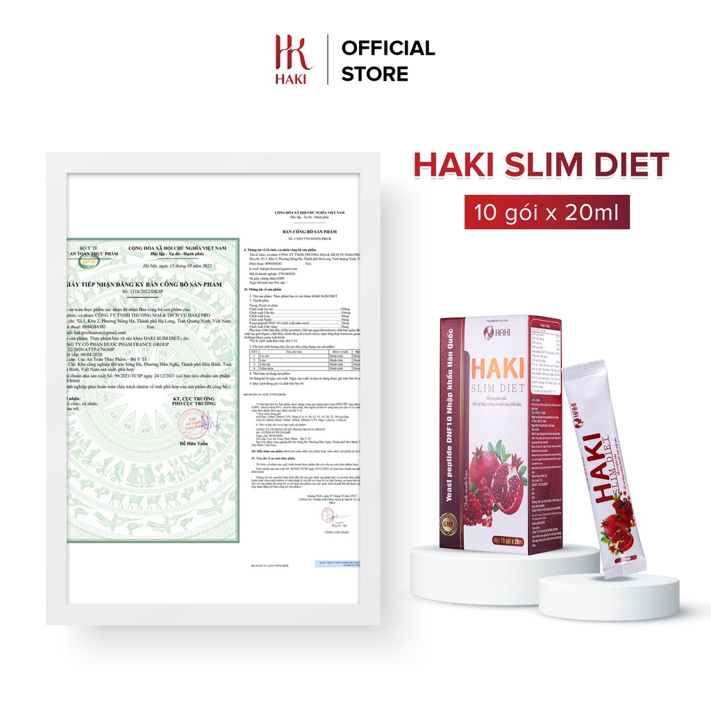 Thạch Lựu Giảm Cân HAKI Slim Diet hộp 10 gói x 20ml