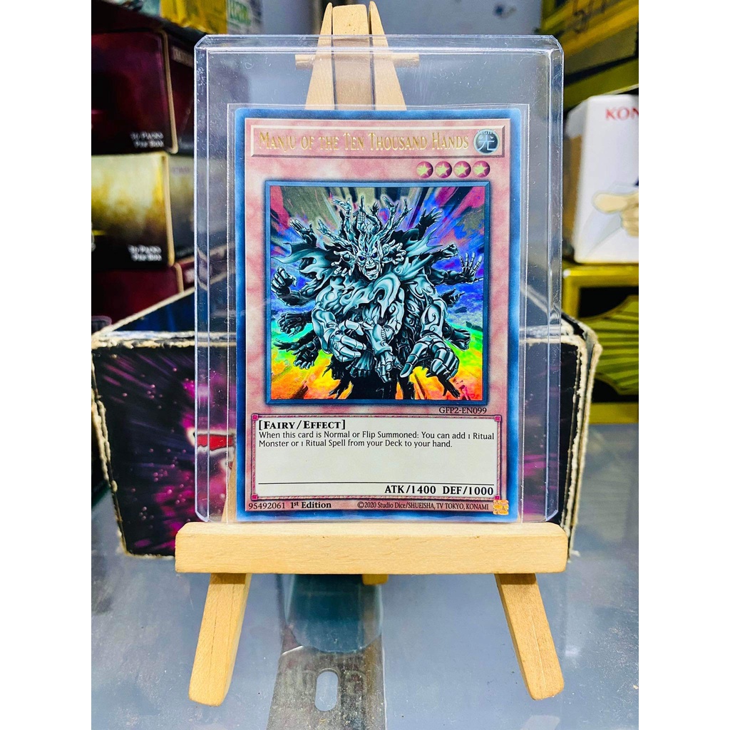 Lá bài thẻ bài Yugioh Manju of the Ten Thousand Hands - Ultra Rare - Tặng bọc bài nhựa bảo quản