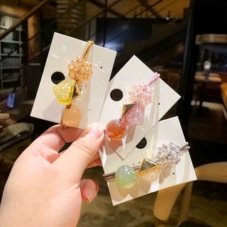 Cột tóc đủ màu Kẹp pha lê phong cách Hàn Quốc