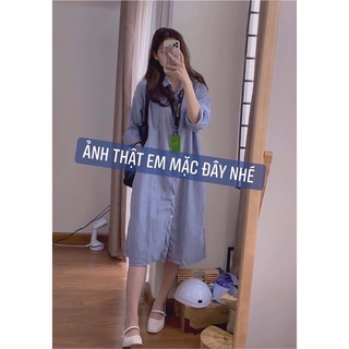 Váy Sơ Mi Dáng Dài Kẻ Nhỏ