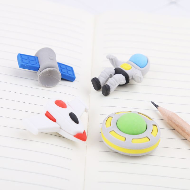 Set 4 Gôm Tẩy Hình Đĩa Bay Sáng Tạo Cho Trẻ Em