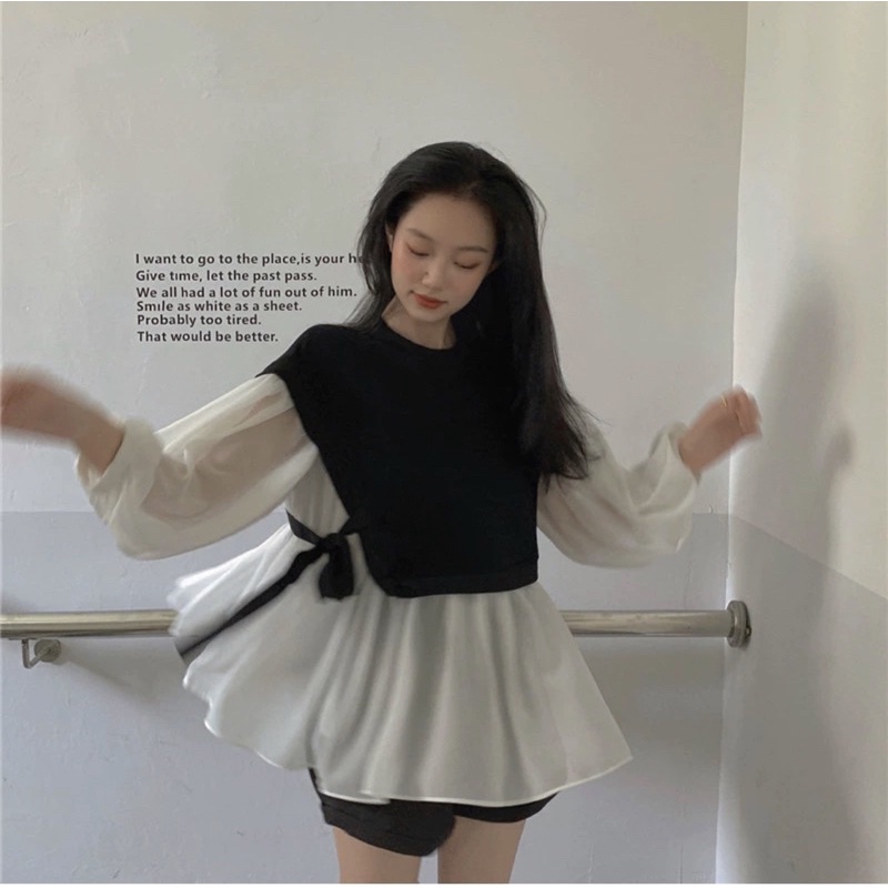 ÁO PHỐI MÀU CỘT DÂY XINH ĐẸP BH12