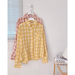 ATK178-Áo sơ mi caro cotton (hồng, vàng)