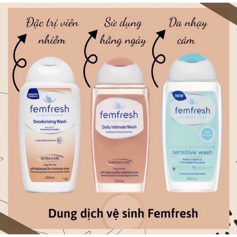 Femfresh Dung dịch vệ sinh Phụ Nữ Úc 250ml ddvs femfesh phụ khoa mùi hương dễ chịu, cung cấp độ ẩm dịu nhẹ