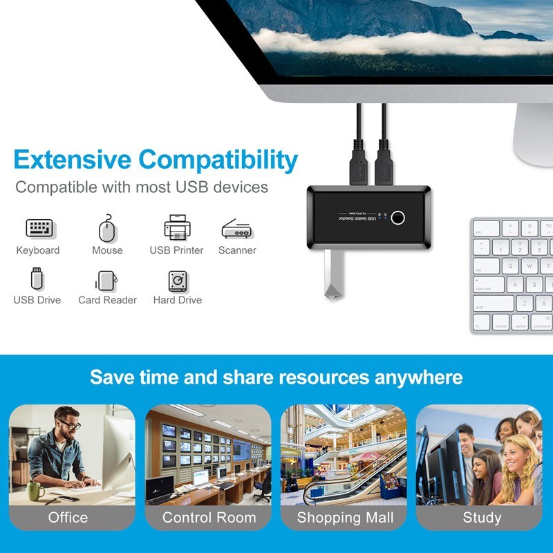 Công Tắc Kvm Usb 3.0 Cho Máy In Bàn Phím Và Chuột Máy Tính (Drv) | BigBuy360 - bigbuy360.vn