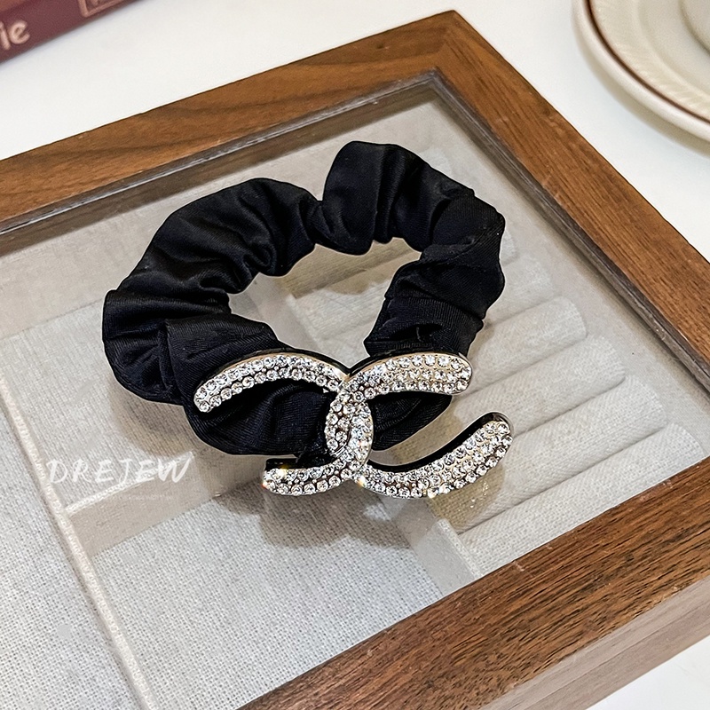 DREJEW Dây Cột Tóc Đính Kim Cương Giả In Chữ Phong Cách Hàn Quốc Đơn Giản Thời Trang