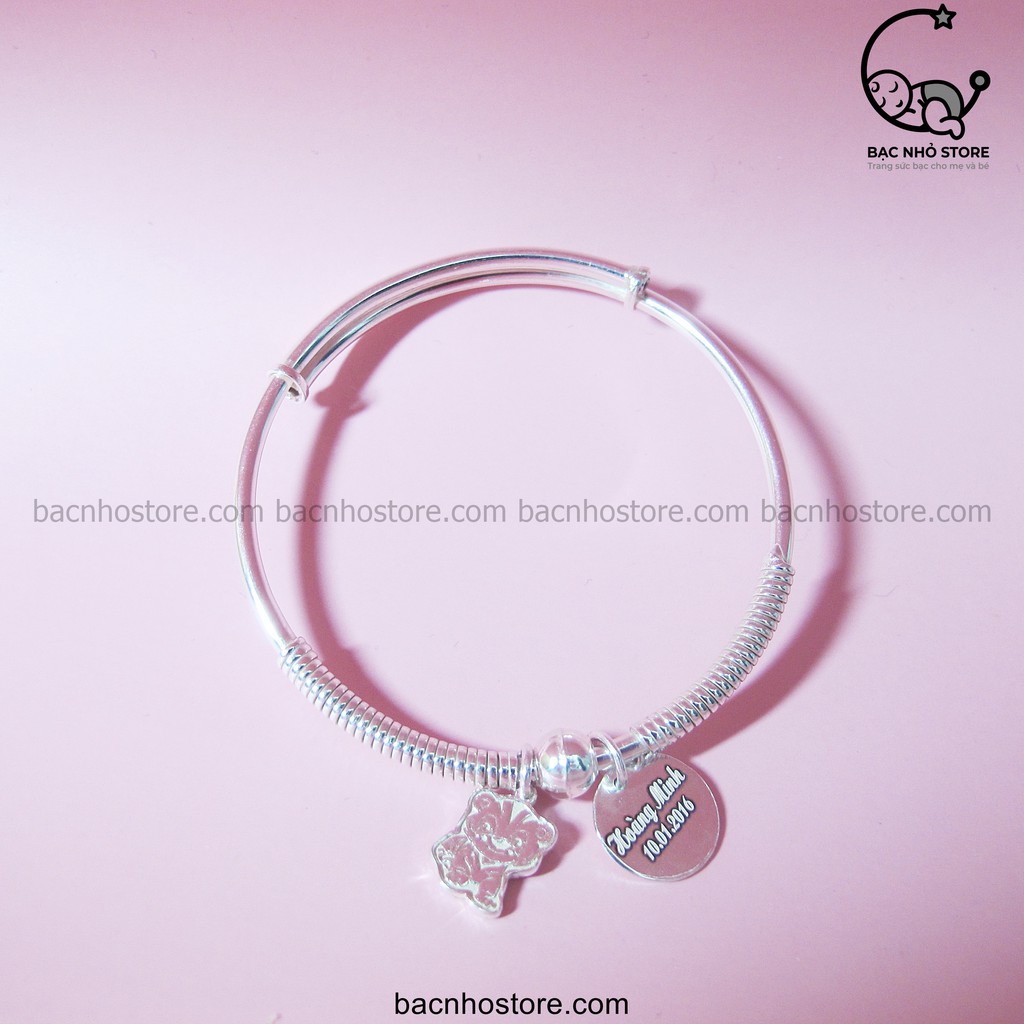 Vòng D bi giữa gắn chuông và charm con giáp – VDBGC02- Bạc Nhỏ Store