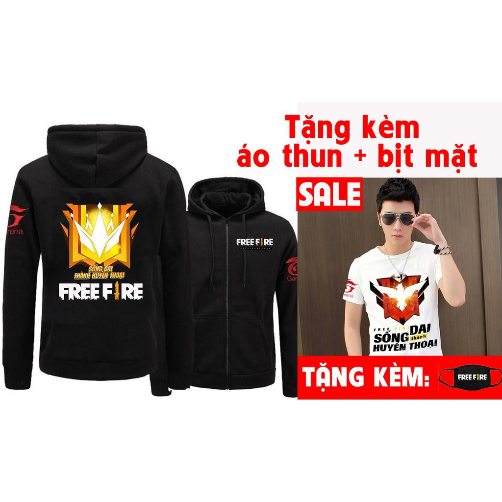 GIÁ TỐT - Mẫu áo khoác nỉ Free Fire đẹp nhất tặng kèm bịt mặt áo thun FREE FIRE