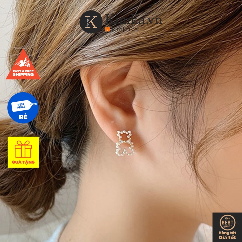 (0544) Hoa Tai Ngọc Hình Gấu Nhỏ Sáng Tạo Sang Trọng