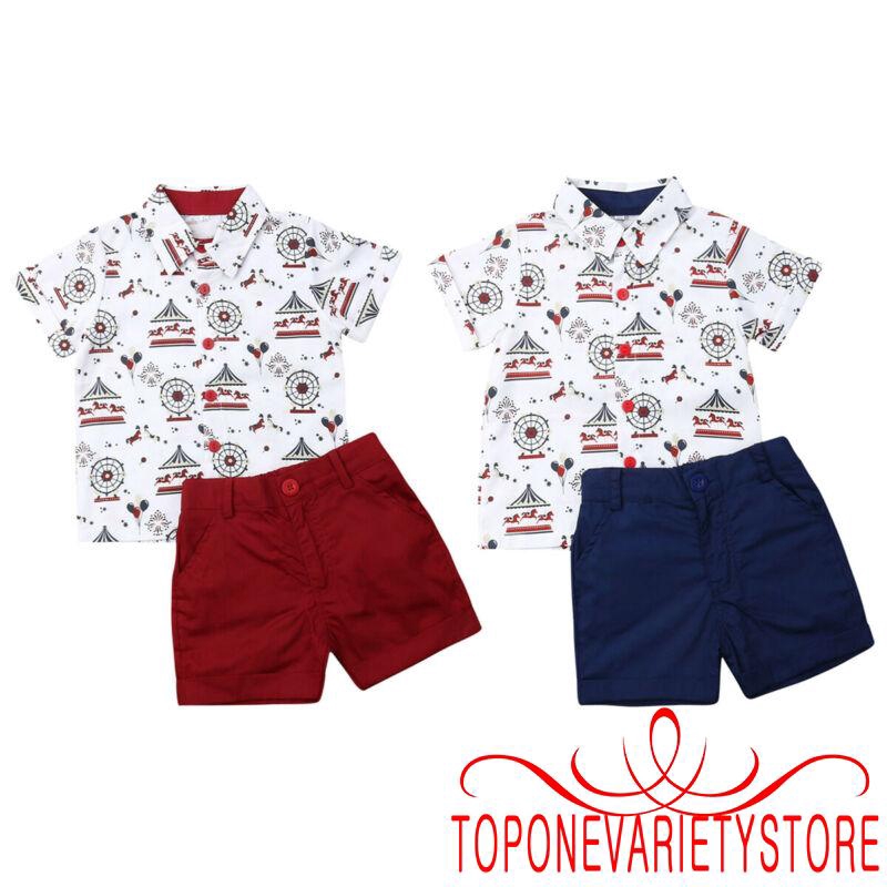 [ FAS ] Bộ quần áo gồm áo thun + quần cho bé trai
