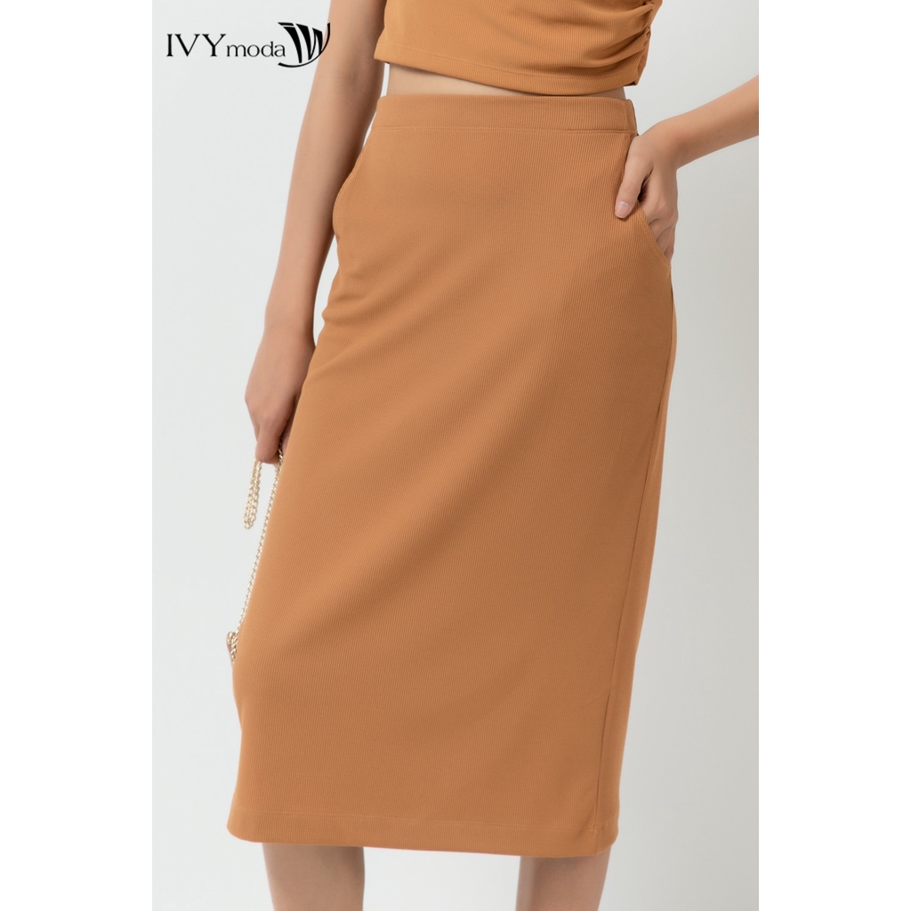 Chân váy thun gân nữ dáng ôm IVY moda MS 30M6751