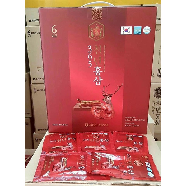 Nước Hồng Sâm Linh Chi Nhung Hươu Hàn Quốc Hộp 60 gói x 70ml