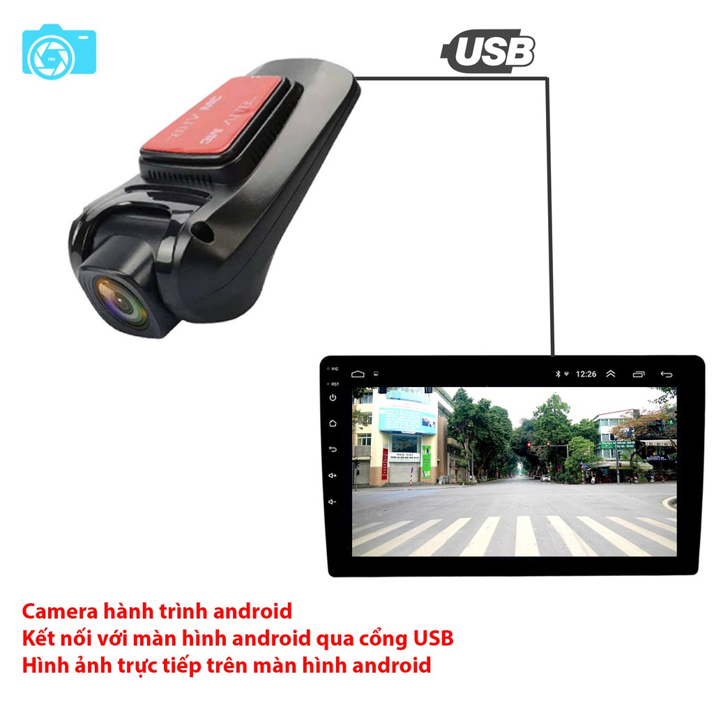 Camera hành trình android, dùng với màn hình android, độ phân giải HD, góc quay rộng 170 độ, F12