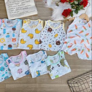 Xả Lỗ combo 10 bộ cotton giấy cho bé size 3-8kg