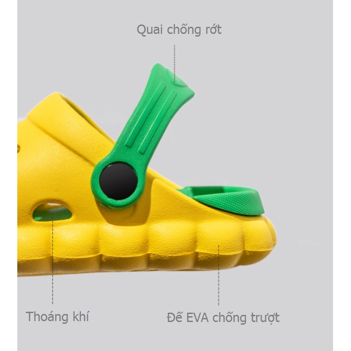 Dép sục cross 2 lớp cho bé trai bé gái siêu nhẹ mềm mại chống trơn trượt có sẵn ticker hình thú siêu dễ thương