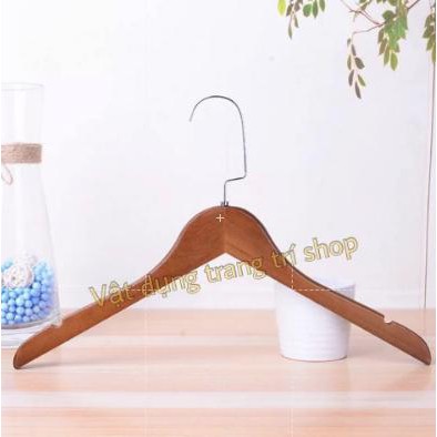 Móc Gỗ Nâu Treo Quần Áo KTN 44.5cm( Bộ 5 Móc)