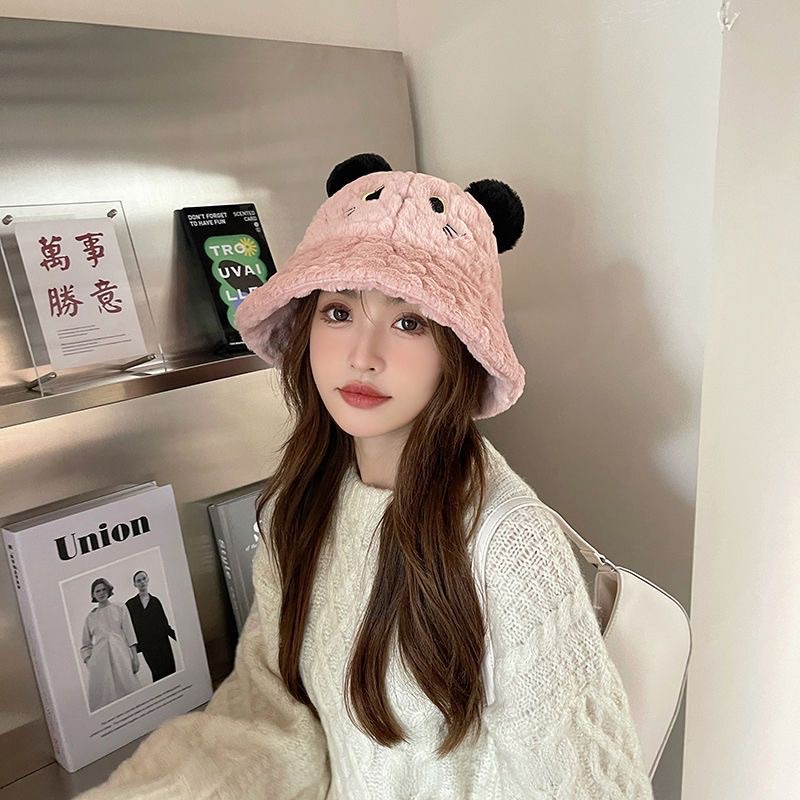 Mũ Lông Mềm Phối Hình Tai Gấu Xinh