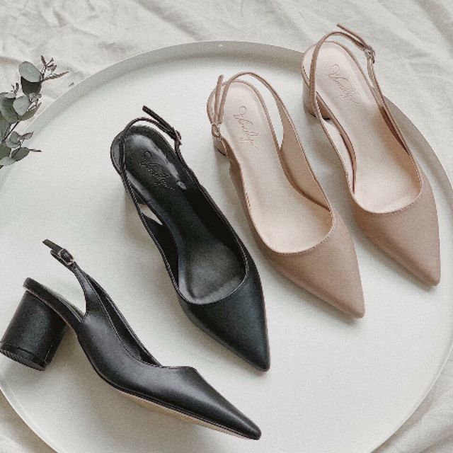 Giày slingback gót trụ tròn