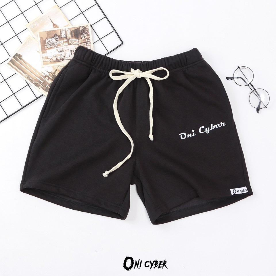 Quần short Unisex ONI CYBER chất nỉ dày dặn, quần đùi nam nữ Local brand bassic cao cấp 2 màu đen và be in logo QONI01 | BigBuy360 - bigbuy360.vn