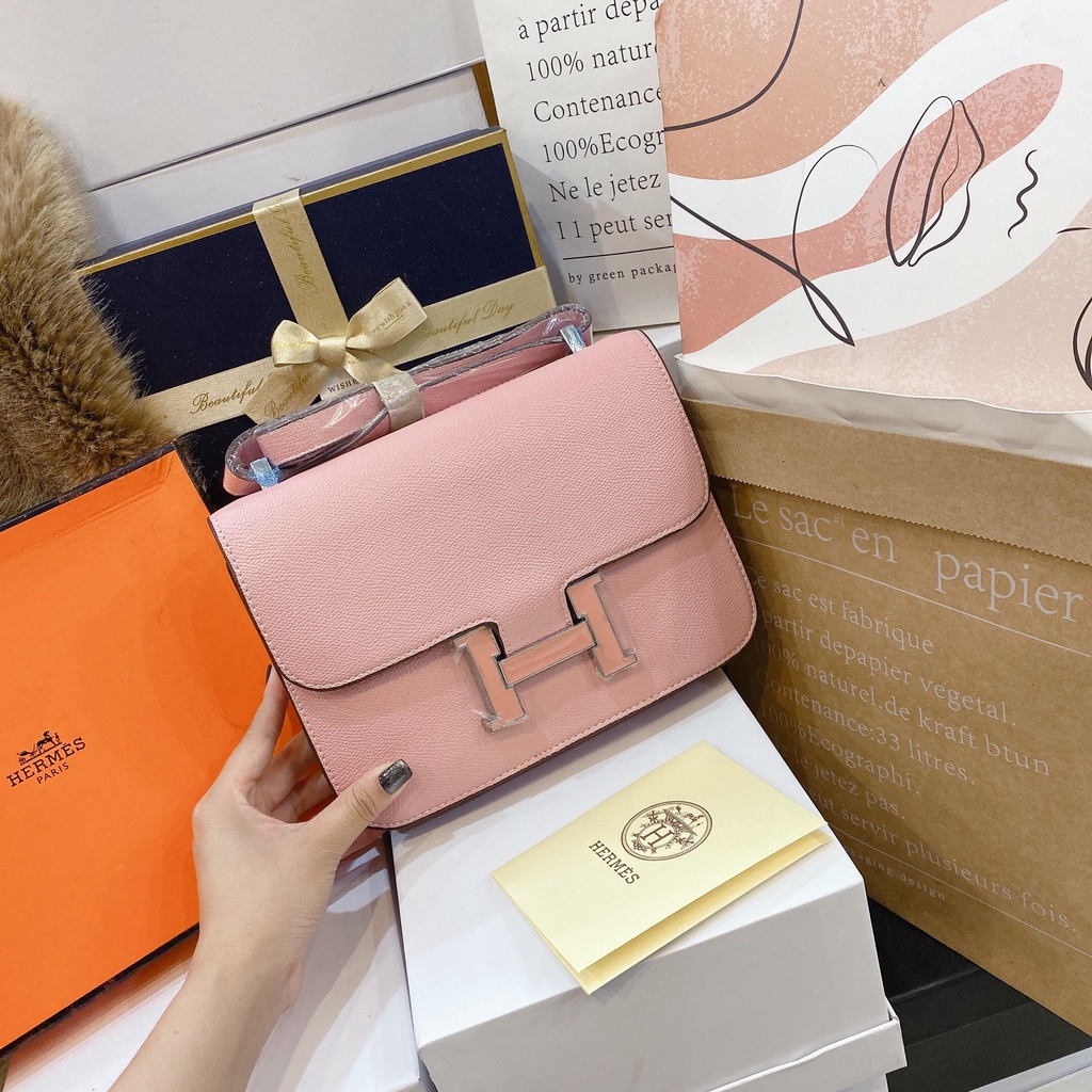 TÚI ĐEO CHÉO HM KELLY SIZE 18 23 TAG VÀNG KHOÁ CHỮ H FULLBOX