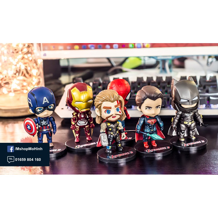 Đồ chơi 6 mô hình Marvel cosbaby (chibi) - Ironman, captain, spider man, batman, thor