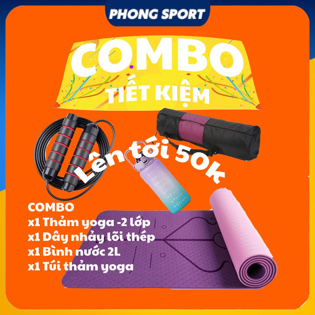 Thảm tập yoga COMBO BÌNH NƯỚC DÂY NHẢY chống trượt dày 6mm-8mm cao cấp.