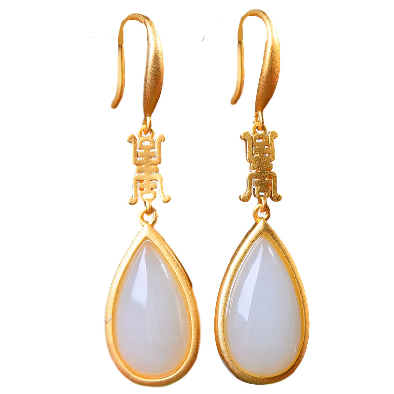 Bông Tai Mạ Bạc 925 Đính Đá Ngọc Bích Xinh Xắn Cho Nữ