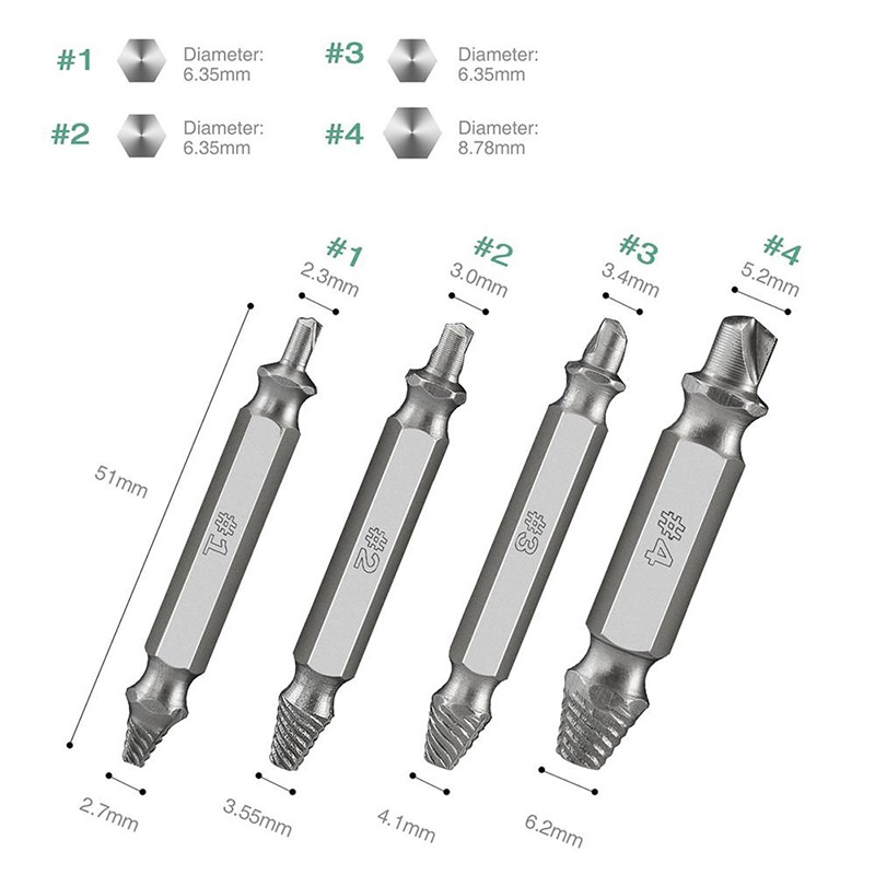 Bộ Dụng Cụ Tháo Ốc Vít Bị Hỏng Dễ Dàng Tốc Độ Cao 62-63HRC