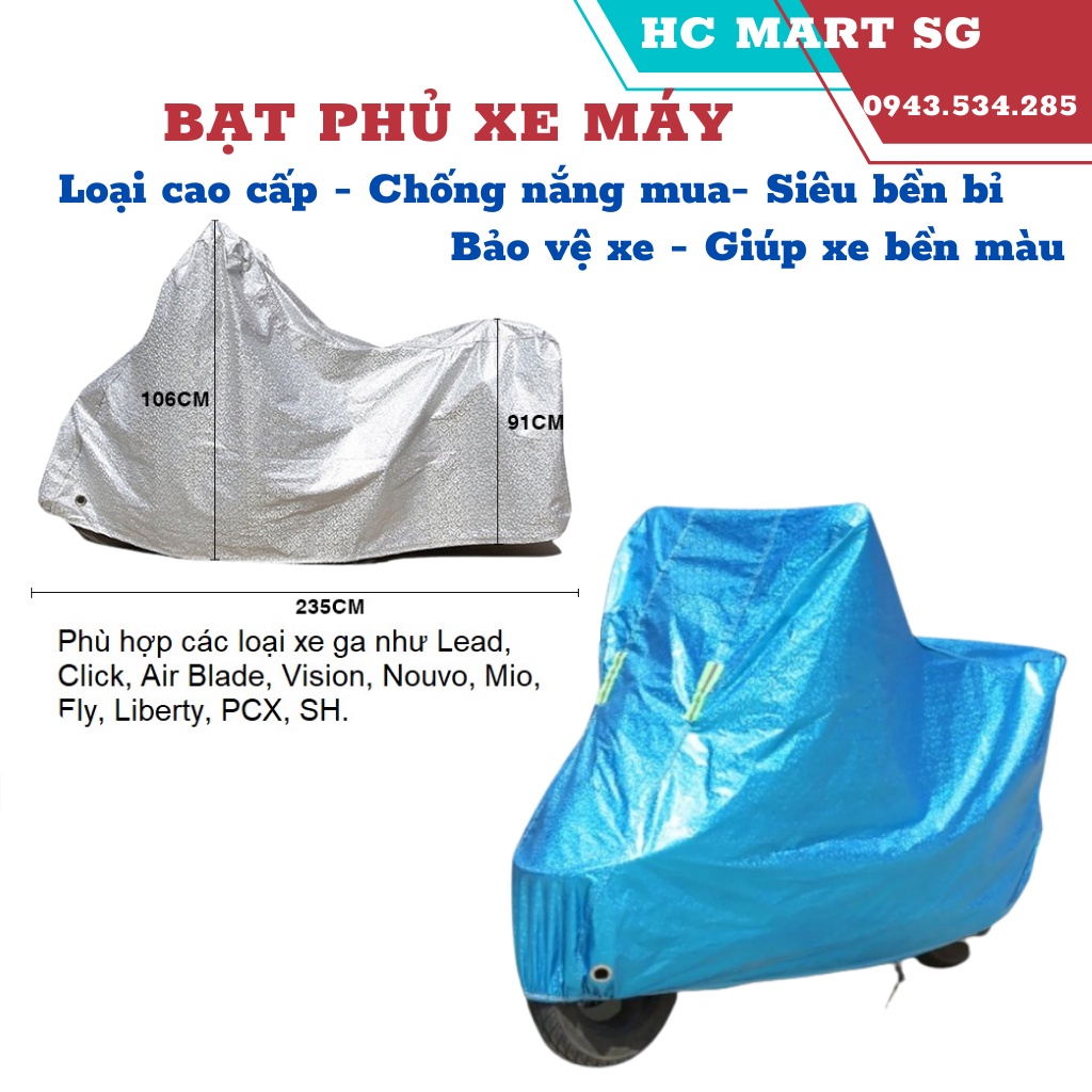 Bạt Trùm Xe , Áo che nắng mưa xe máy , Tấm Phủ Che Nắng - Bạt Phủ Xe Máy Đa Năng Siêu Bền, Phản Quang- Mẫu mới 2022