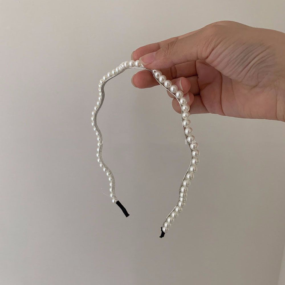 Băng Đô Cài Tóc Bằng Kim Loại Đính Ngọc Trai Giả Nhiều Màu Sắc Phong Cách Hàn Quốc Cho Nữ