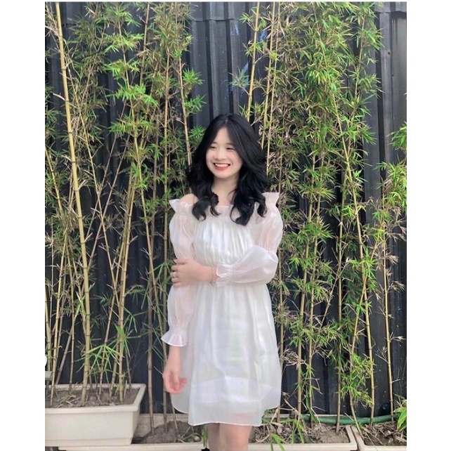 Váy trễ vai 🌸 Váy tiểu thư màu trắng bánh bèo bồng bềnh công chúa style ullzang dành cho nữ PHULA V01 | BigBuy360 - bigbuy360.vn