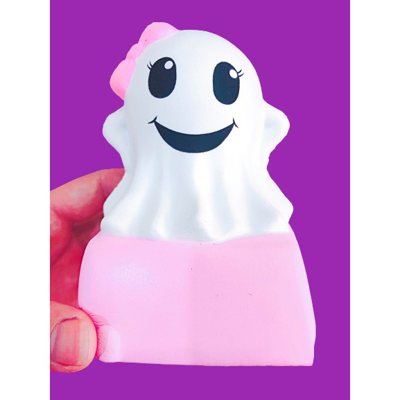 SQUISHY BÚP BÊ ĐEO NƠ HỒNG TẶNG KÈM BAO BÌ GHOST- SQUISHY MA HỒNG ĐÁNG YÊU