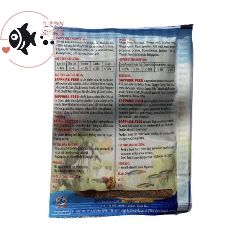 SAPPHIRE FEED  - Thức Ăn Cho Cá Betta, Guppy, Neon, Huyết Anh Đào
