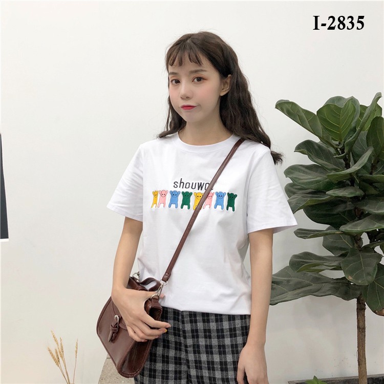 Áo Thun Nữ Tay Lỡ In 8 Con Gấu Màu shouwot