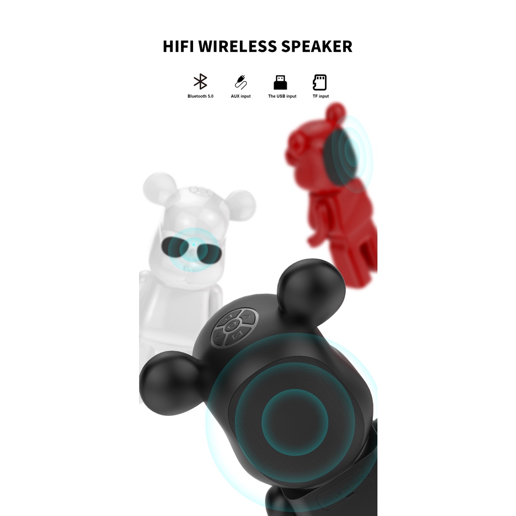 Loa Nghe Nhạc Bluetooth Gấu Bearbrick Mini giá rẻ Để Bàn decor Cầm Tay B5+ Âm Thanh Bass Cực Mạnh - Việt linh store