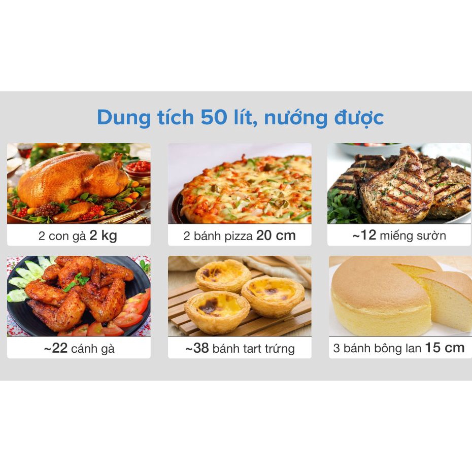 Lò nướng điện đa năng Sanaky VH5099S2D 50 lít- Mới 100%-Chức năng chính Làm giòn bánh Nướng bánh Nướng gà