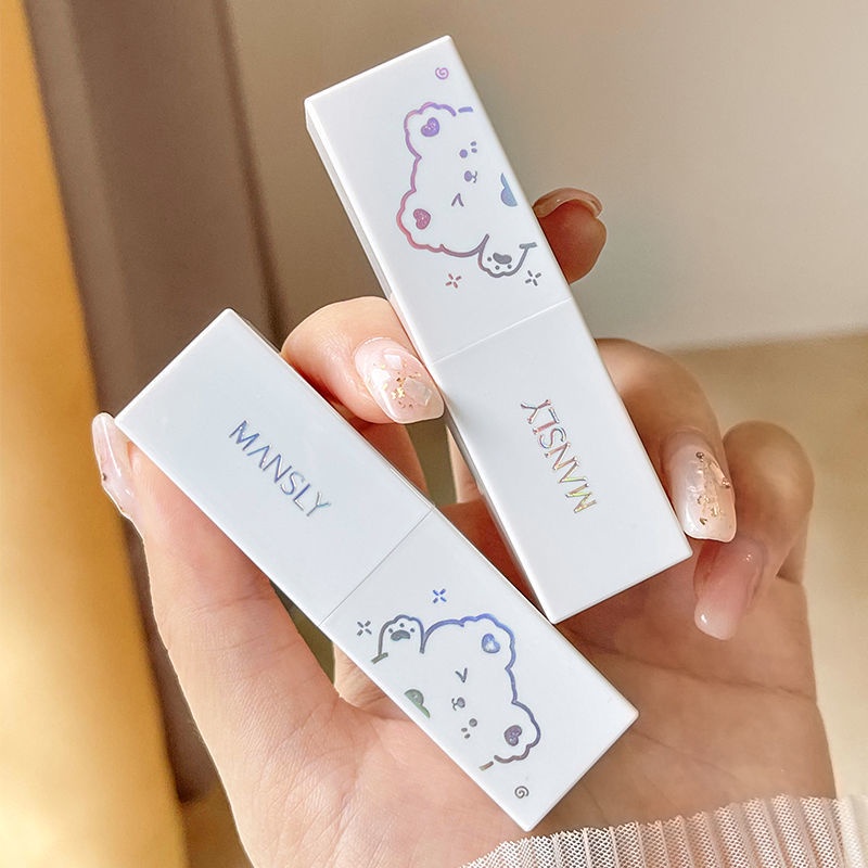 [Hàng mới về] Son môi dưỡng ẩm lâu trôi không dính cốc có khóa nam châm hình chú gấu xinh xắn