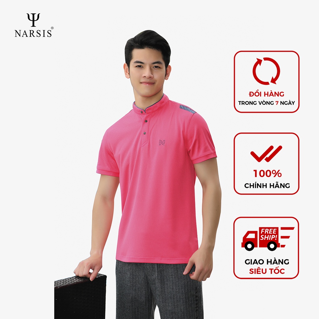 [Mã BMLTA50 giảm 10% đơn 99K] Áo phông nam D8008 Narsis cổ trụ màu hồng