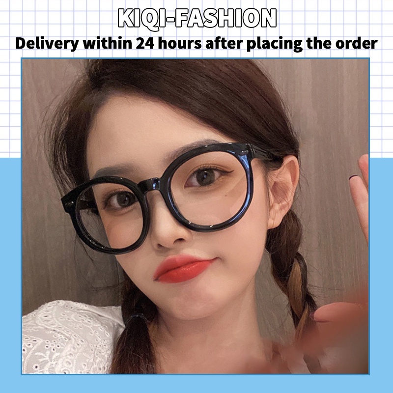 (KIQI-FASHION) COD Mắt Kính Gọng Tròn Chống Ánh Sáng Xanh Thời Trang Hàn Quốc Cho Nữ
