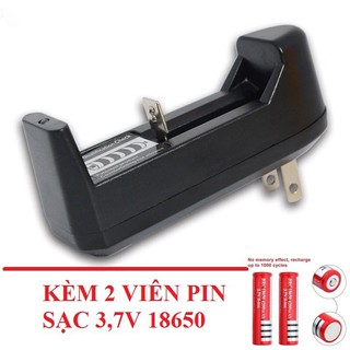 Combo bộ sạc pin đa năng 3,7v cho pin 18650 kèm 2 pin 3,7v 18650