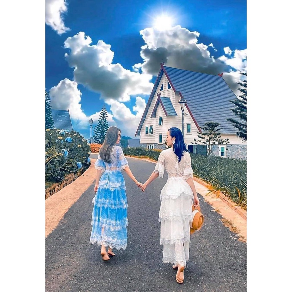 [FREESHIP] Đầm Maxi đi biển váy đi biển tầng phối ren có ảnh sàn | BigBuy360 - bigbuy360.vn