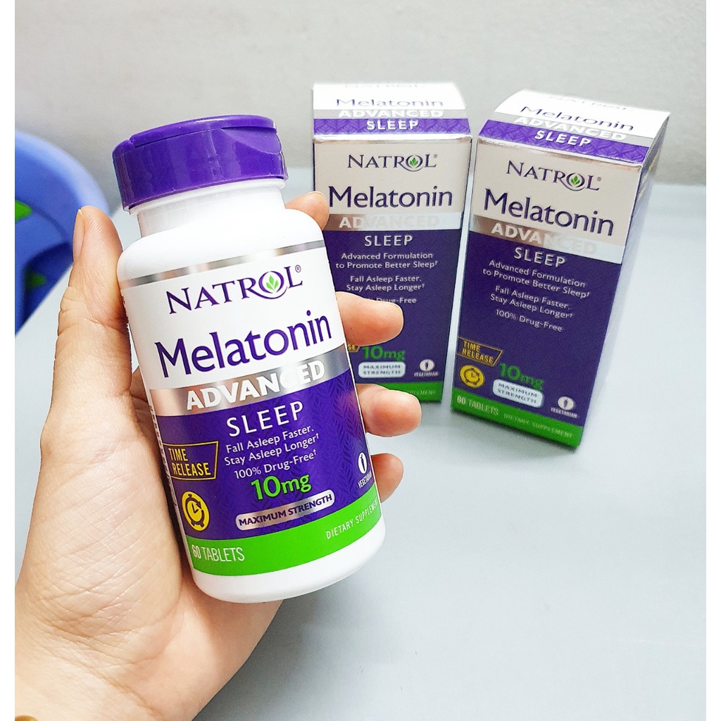 Hỗ Trợ Mất Ngủ, Giúp Ngủ Ngon Melatonin 10 mg chai 60 viên hãng Natrol từ mỹ