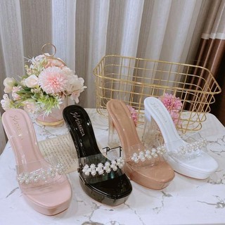 Dép cao gót xoàn đá 12cm_guốc cao gót quai ngang 12p_ giày cao gót nữ quai mảnh siêu xinh