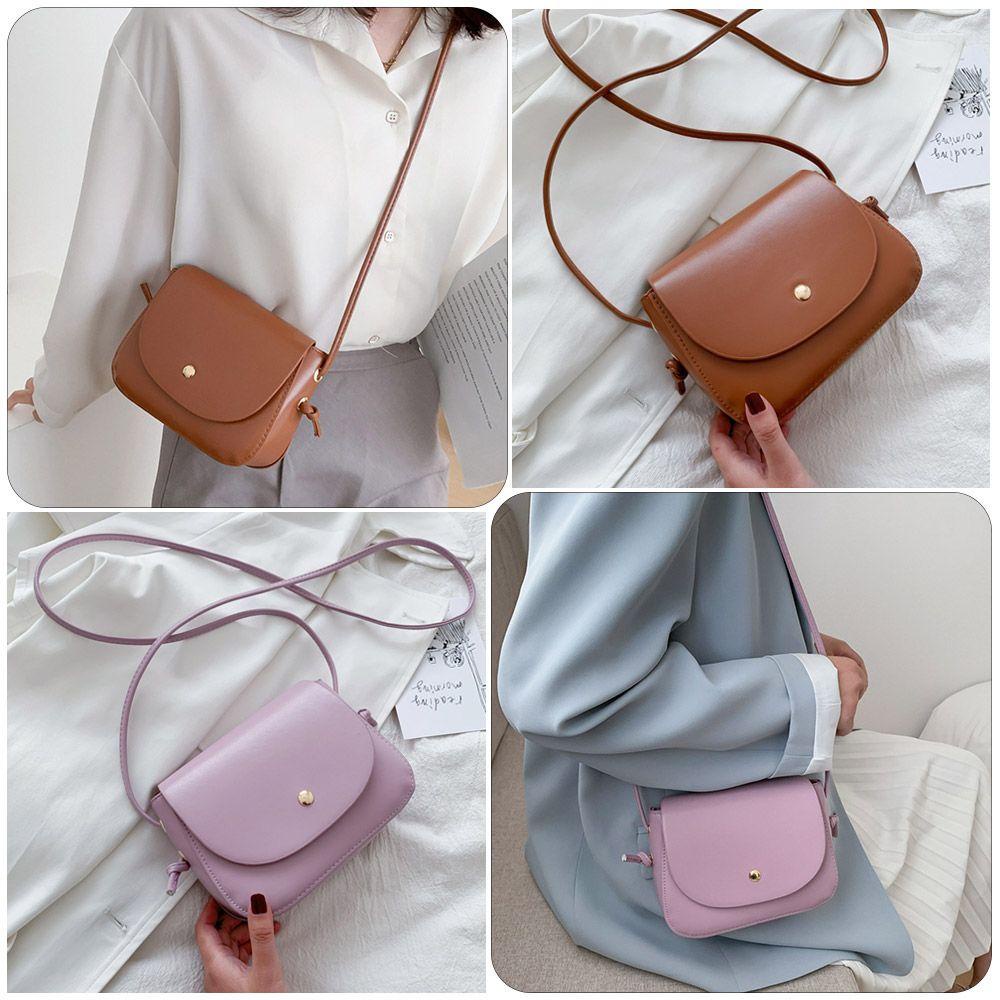 Túi Đeo Vai Bằng Da PU Màu Trơn Thời Trang