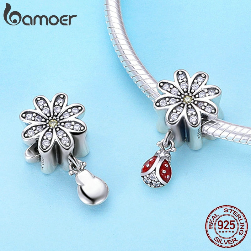 Mặt dây chuyền BAMOER SCC727 bằng bạc 925 thiết kế hình hoa cúc