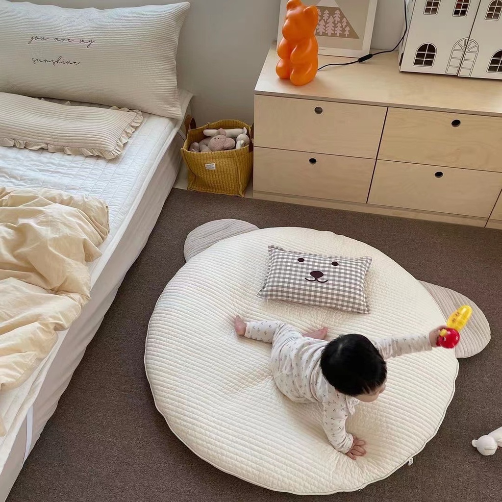 Thảm Tròn Lót Sàn Hình Gấu Kiểu Hàn Quốc Trang Trí Phòng Bé