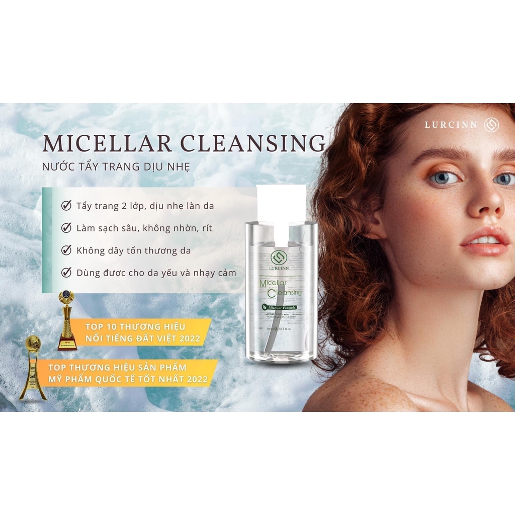 Nước Tẩy Trang LURCINN Micellar Cleansing 300ml Hỗ Trợ Làm Sạch Sâu cho Da