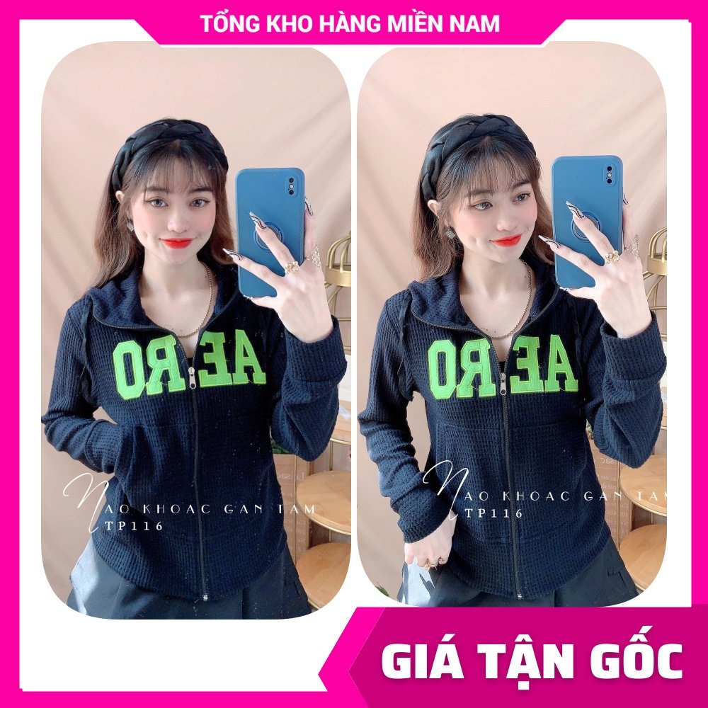 Áo khoác chống nắng có nón cho nữ chất thun gân mềm mát co giãn lên phom ôm dáng thêu chữ dễ thương TP116