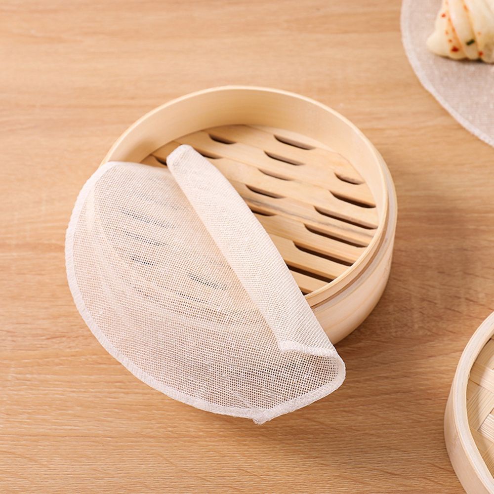 Tấm vải cotton lót nồi hấp bánh bao hình tròn chống dính tiện dụng cho gia đình