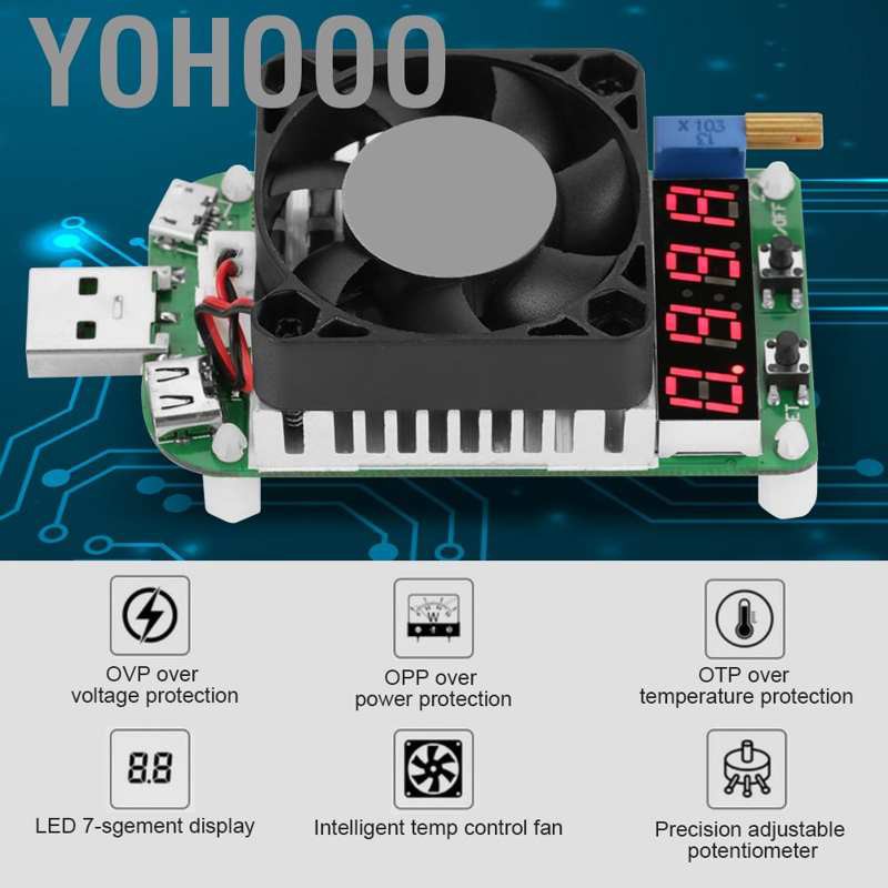 Yohooo LD35 USB Electronic Load Digital Battery Test Resistor Voltage Current Meter